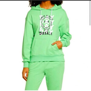 BP Nordstrom Have a Nice Dream Hoodie Jacket Pullover Sweatshirt Pocket Lime NWT